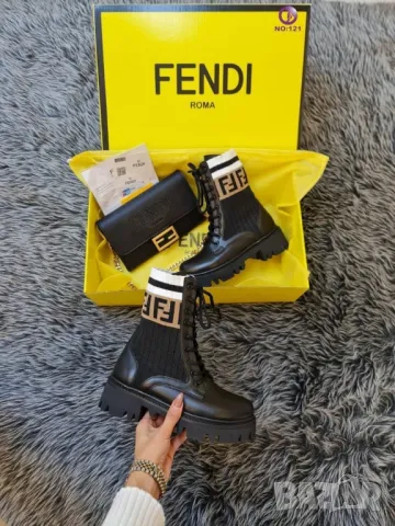 дамски комплект боти тип чорап и чанта fendi , снимка 2 - Чанти - 47500825