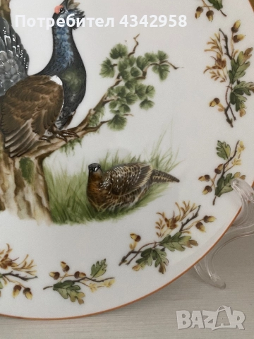 Seltman. 1954г. Порцеланова чиния с птици., снимка 3 - Антикварни и старинни предмети - 51509786