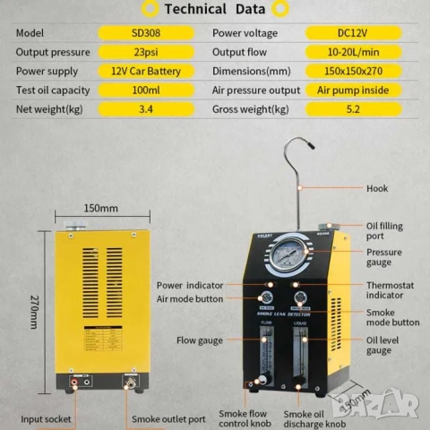 Пушек машина за диагностика на автомобили | Димен турбо детектор, снимка 6 - Други машини и части - 50195778