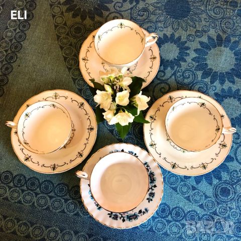 Argyle Английски Костен Порцелан В синьо Сет за чай/кафе Нежни цветя, снимка 8 - Чаши - 45381147