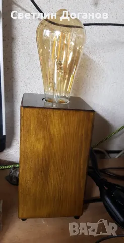 Настролна лампа нощна лампа дърво битова Е27, снимка 5 - Настолни лампи - 49995458