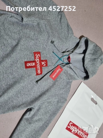 Supreme Cross Box Logo Hoodie Heather Grey – ТОП КЛАС 
