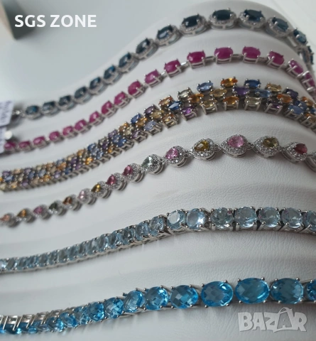 Сребърна гривна с фантастично изрязан Swiss Topaz , снимка 5 - Гривни - 54298973