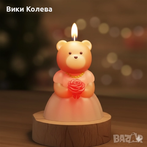 Силиконов молд „Мече с рокля и роза“, снимка 2 - Форми - 52939499