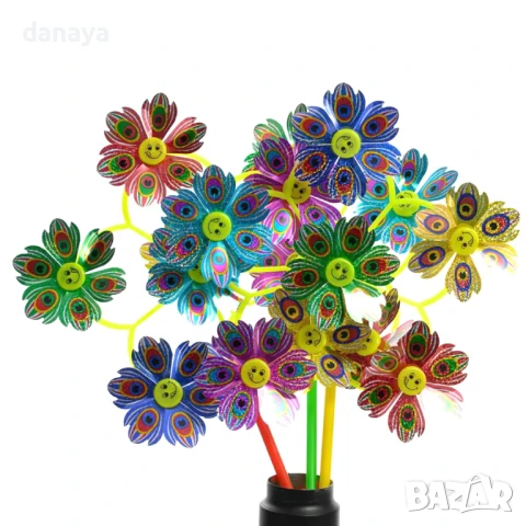 5998 Вятърна въртележка за градина с 6 усмихнати цветя, 55 см, снимка 4 - Градински мебели, декорация  - 50949082