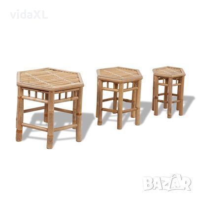 vidaXL Градински табуретки, 3 бр, бамбук（SKU:41495, снимка 1 - Градински мебели, декорация  - 46160305