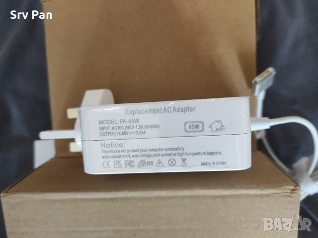 PA-45W Адаптор 14.85V 3.05A за Apple Mac Book зарядно, снимка 2 - Друга електроника - 45006007