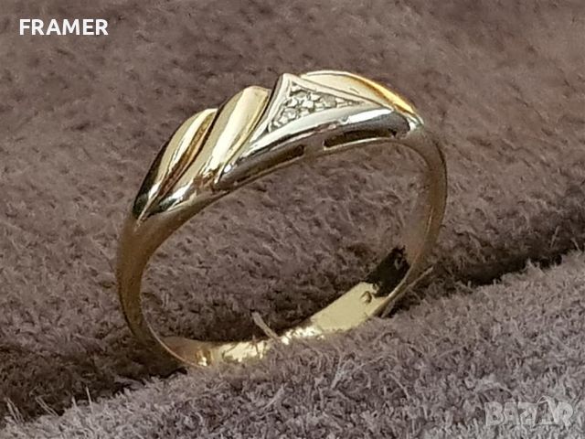 Стилен пръстен ЗЛАТЕН 14 карата диаманти БРИЛЯНТИ злато, снимка 3 - Пръстени - 45596792