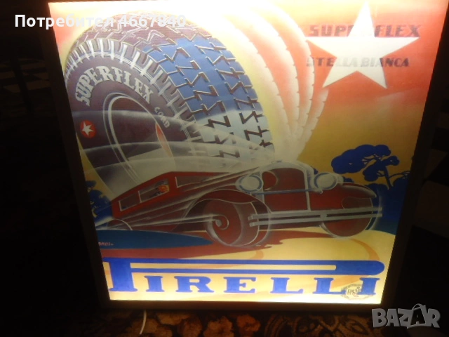 PIRELLI светеща табела 60-60 см., снимка 2 - Други ценни предмети - 53878758