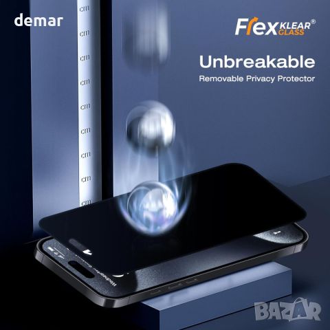 Flexklearglass®Подвижен и многократно използваем протектор за поверителност за iPhone 15 pro max, снимка 6 - Фолия, протектори - 46009243