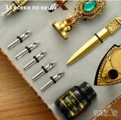 Луксозен комплект за калиграфия с перо, мастило и восъчен печат, снимка 2 - Арт сувенири - 51962819