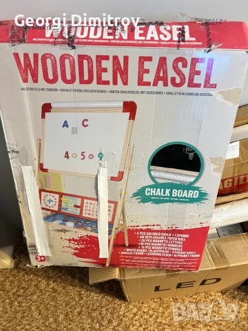 Детски дървен статив,магнитна дъска (учебна), снимка 2 - Образователни игри - 53747998