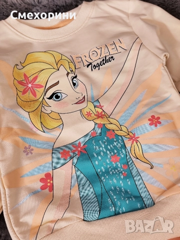 Детски памучни комплекти Елза, цвят пудра, за момиченца от 3г до 8г , снимка 4 - Детски комплекти - 52480861