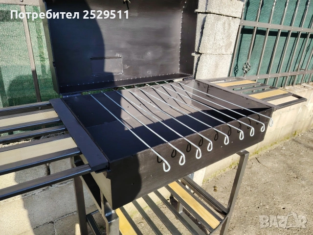 Барбекю скара на дървени въглища НОВО Подсилено 46кг скара плътен квадрат от 10мм 60 на 40 , снимка 4 - Барбекюта - 49311501