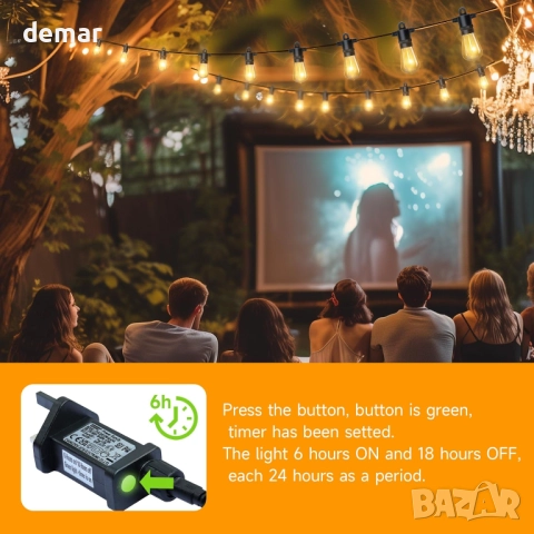 DSLebeen фестонни светлини за градина, 15 метра, 19+1 ST38 LED крушки, снимка 2 - Лед осветление - 52130407