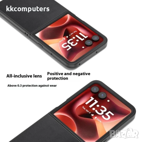 Motorola Razr 60 Ultra 5G ABEEL Electroplating Edge Genuine Cow Leather+PC Удароустойчив Калъф и Про, снимка 5 - Калъфи, кейсове - 51362707