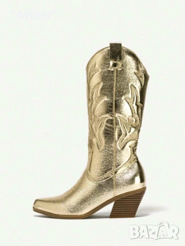 Дамски ботуши в златисто , снимка 2 - Дамски ботуши - 51922869