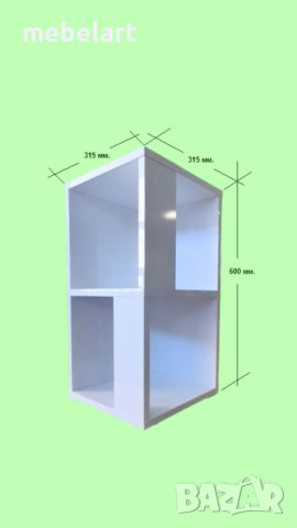 Ъглова етажерка - Бял Гланц, снимка 3 - Етажерки - 43925132