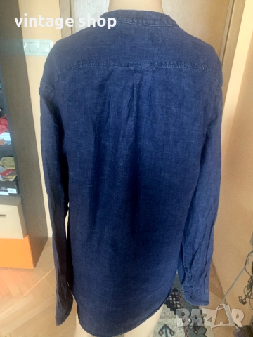 Мъжка риза цвят индиго Banana Republic, 100%лен, снимка 6 - Ризи - 53709368