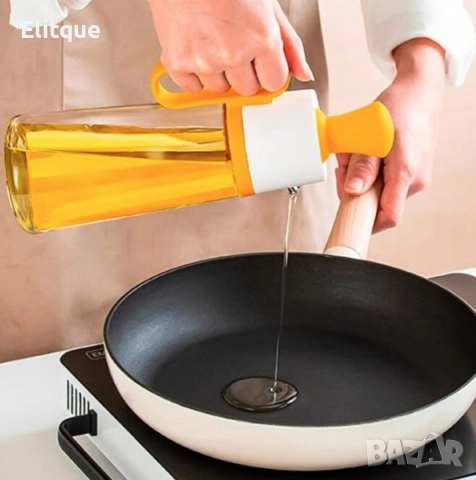 Бутилка с капкомер за олио, оцет и сосове заедно със 630 мл диспенсър за зехтин със силиконова четка, снимка 5 - Форми - 52897748