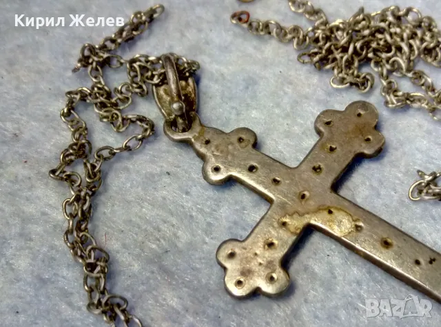 СТАР СРЕБЪРЕН КРЪСТ СРЕБРО 925 с ФАСЕТИРАНИ КРИСТАЛИ и СРЕБЪРНА ВЕРИЖКА с НУЖДА от ЗАКОПЧАЛКА 22266, снимка 12 - Антикварни и старинни предмети - 49913121