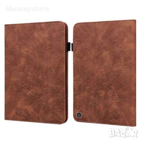 Amazon Kindle Fire HD 10 2021 / HD 10 Plus 2021 Flower Кожен Калъф и Протектор, снимка 3 - Калъфи, кейсове - 50977546