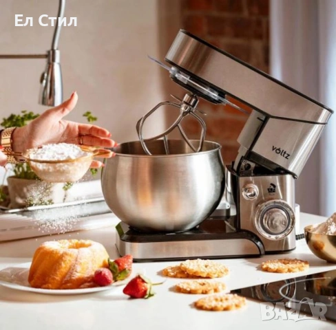 Планетарен миксер Voltz V51115F – мощност 1600W и 5L купа от инокс за перфектно тесто и кремове, снимка 2 - Миксери - 53586616