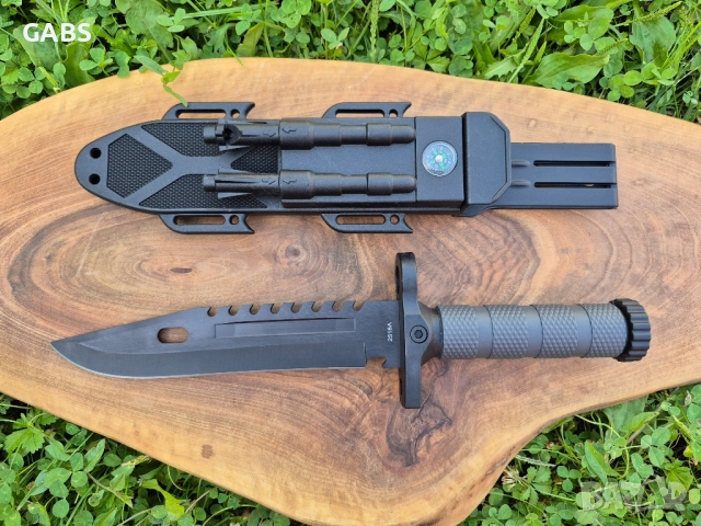 Тактически нож с кания,компас,запалка,точило и свирка, 2518А, снимка 3 - Ножове - 51547164