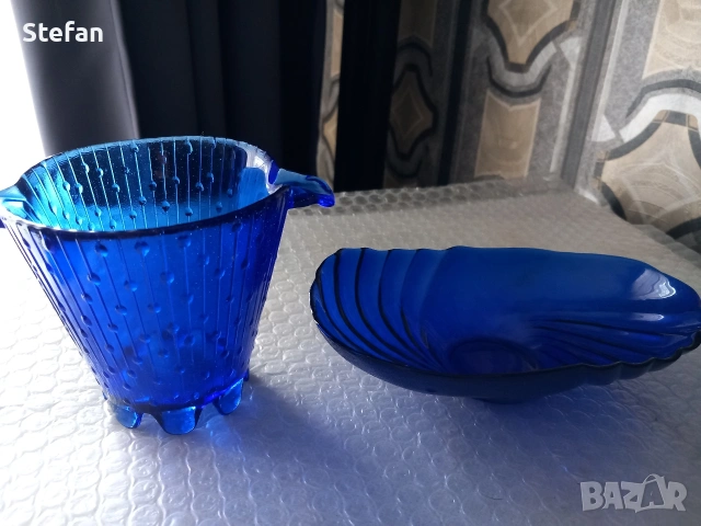 Стара Халба и Ледарка от Син Кобалт, снимка 8 - Антикварни и старинни предмети - 48733211