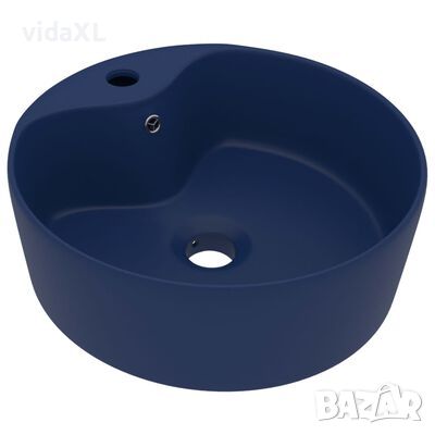 vidaXL Луксозна мивка с преливник светлосин мат 36x13 см керамика(SKU:147033, снимка 1 - Мивки - 45979613