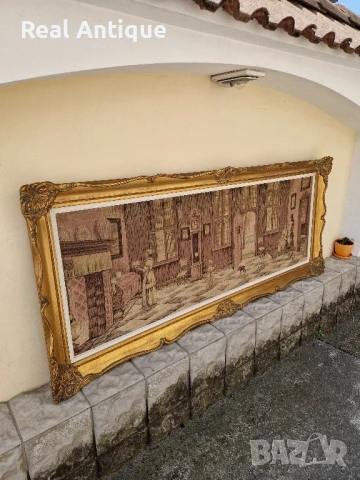 Уникален огромен антикварен колекционерски белгийски гоблен , снимка 7 - Гоблени - 50645143