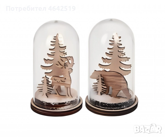 Коледна магия под стъклен купол - LED декорация, снимка 7 - Декорация за дома - 52336821