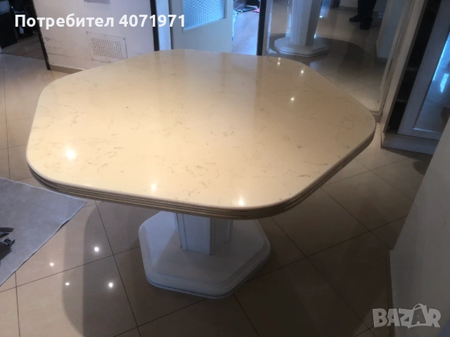 Красива трапезна маса дърво и мрамор, снимка 3 - Маси - 53098617