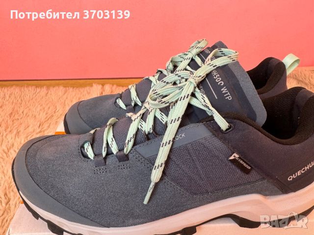 Дамски непромокаеми туристически обувки за планински преходи mh500, сини, снимка 2 - Други - 42362326