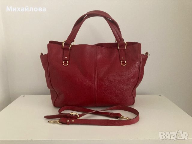 Червена кожена чанта на Musette, снимка 2 - Чанти - 45842132