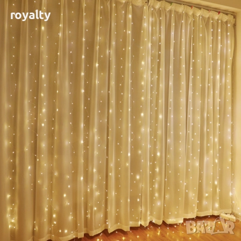 Коледни лампички с 300Led лампи 3 метра на 3 метра ,коледна завеса с дистанционно, снимка 6 - Лед осветление - 52198069
