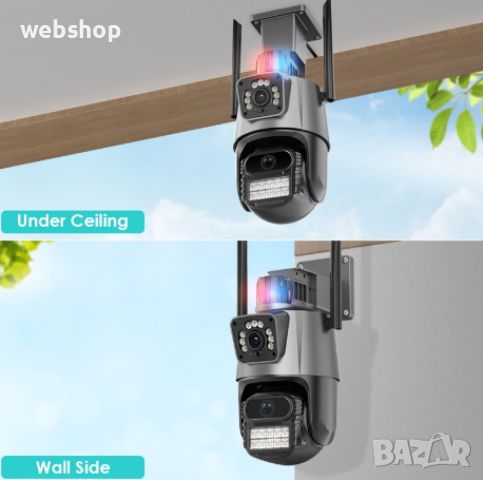 Двойнa PTZ WiFi камера за Видеонаблюдение, 6MPХ, ICSEE , снимка 5 - IP камери - 46248385