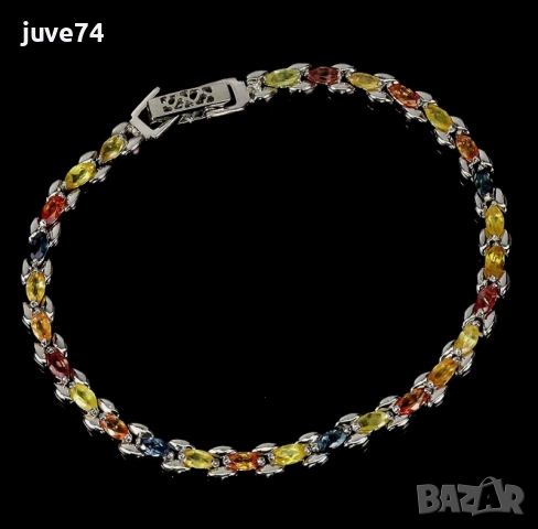 СРЕБЪРНА ГРИВНА С ЕСТЕСТВЕНИ МНОГОЦВЕТНИ САПФИРИ (СОНГЕЯ,ТАНЗАНИЯ)