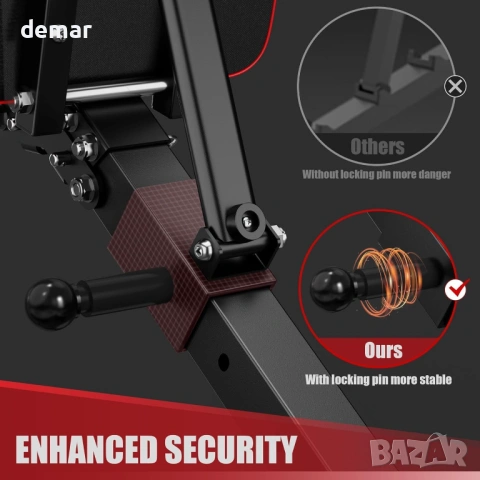 Регулируема лежанка за домашен фитнес, сгъваема, до 320 кг, снимка 6 - Фитнес уреди - 53632966