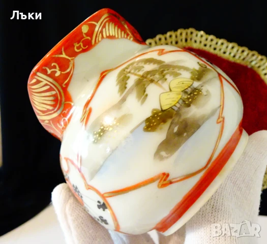 Кана,каничка японски порцелан Kutani-yaki,синигер,гейши,злато. , снимка 8 - Антикварни и старинни предмети - 51220892