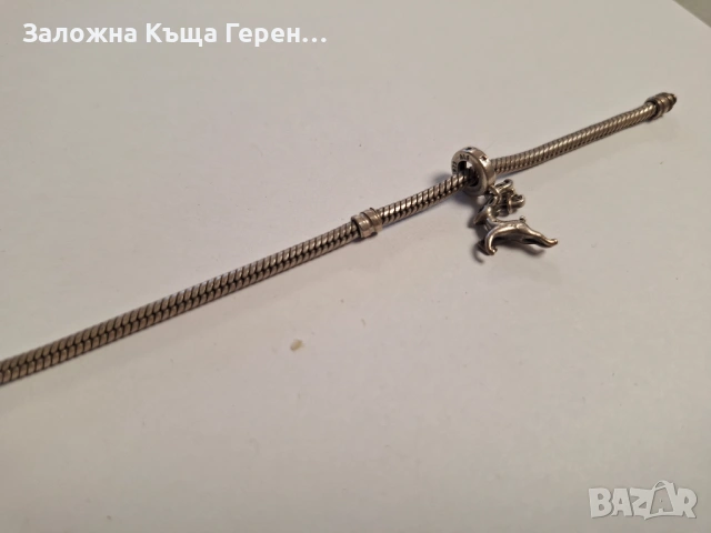 Сребърна гривна Pandora 21,27гр., снимка 3 - Гривни - 53340924