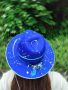 Ръчно изработена шапка Федора Синя Море