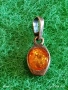 Винтидж сребърна висулка с Натурален Кехлибар цвят коняк майсторска изработка 33380, снимка 1