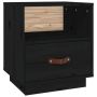 vidaXL Нощно шкафче, черно, 40x34x45 см, борово дърво масив（SKU:818303, снимка 1 - Шкафове - 45807030
