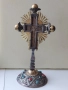 Стар настолен кръст,материал(сребро) сачан , снимка 1