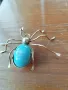 Индианска винтидж брошка с насекомо паяк с игла от стерлингов тюркоаз от Navajo , снимка 4