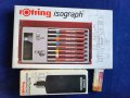 Рапидографи Rotring, немски мод.Isograph с 8 писци-работещи "тракат", с 2 туби за туш и гума, снимка 1