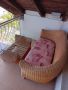 Ратанов диван с масичка с дебел стъклен плот, снимка 1