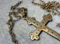 СТАР СРЕБЪРЕН КРЪСТ СРЕБРО 925 с ФАСЕТИРАНИ КРИСТАЛИ и СРЕБЪРНА ВЕРИЖКА с НУЖДА от ЗАКОПЧАЛКА 22266, снимка 12