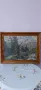 Гоблен с красив планински пейзаж и красива дървена рамка. Много запазено състояние., снимка 1